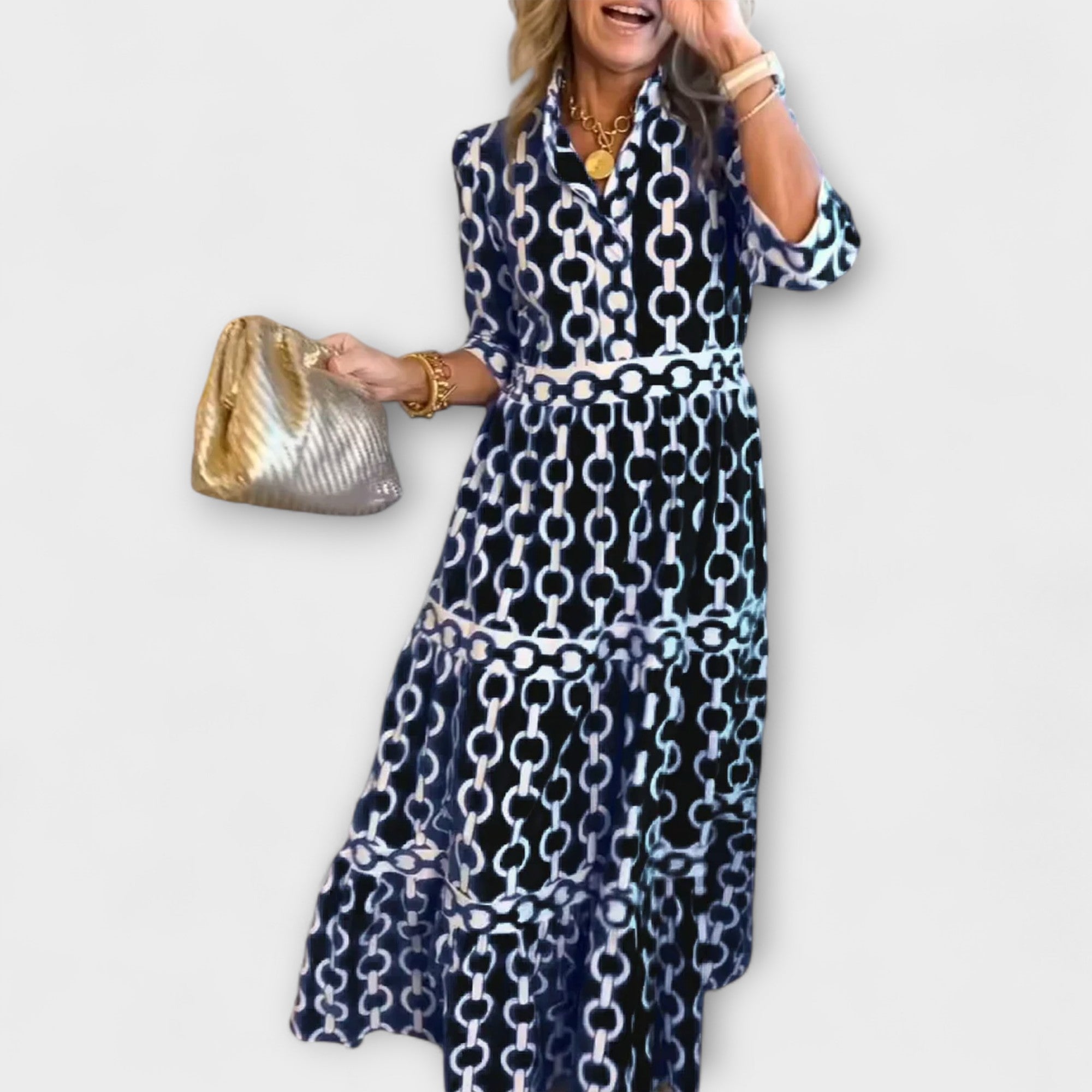 Juliette - Vestido Midi com Padrão de Correntes