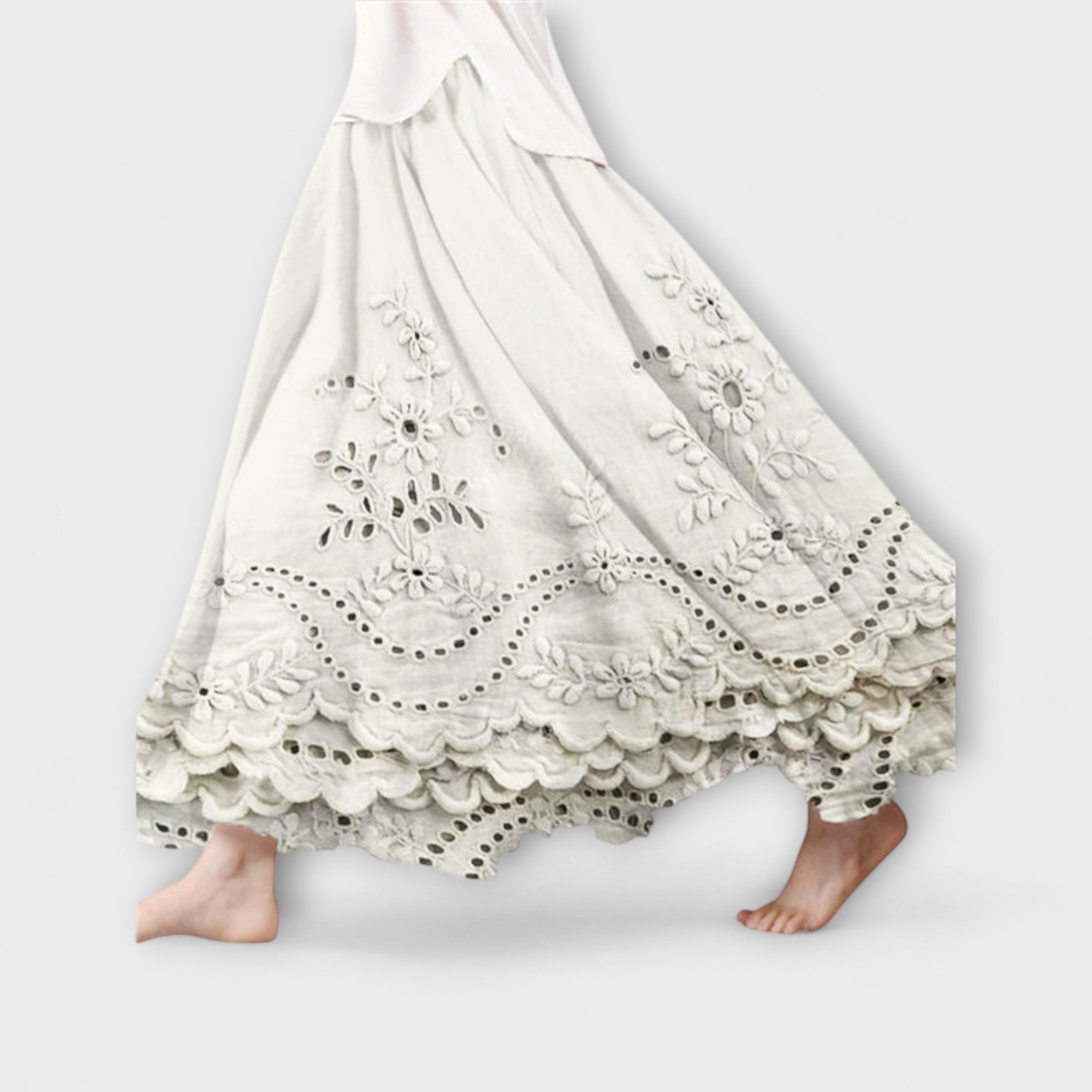 Luna – Saia Maxirock Boho com Bordado