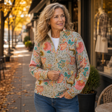 Erika™ | Cardigan com Flores Vintage