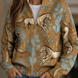 Beate™ | Cardigan com Cavalos & Cactos