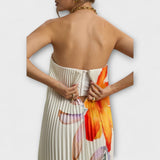 Michelle - Vestido Maxi Sweetheart em Laranja Floral