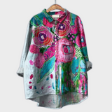 Magdalena - Blusa feminina feita à mão com design floral