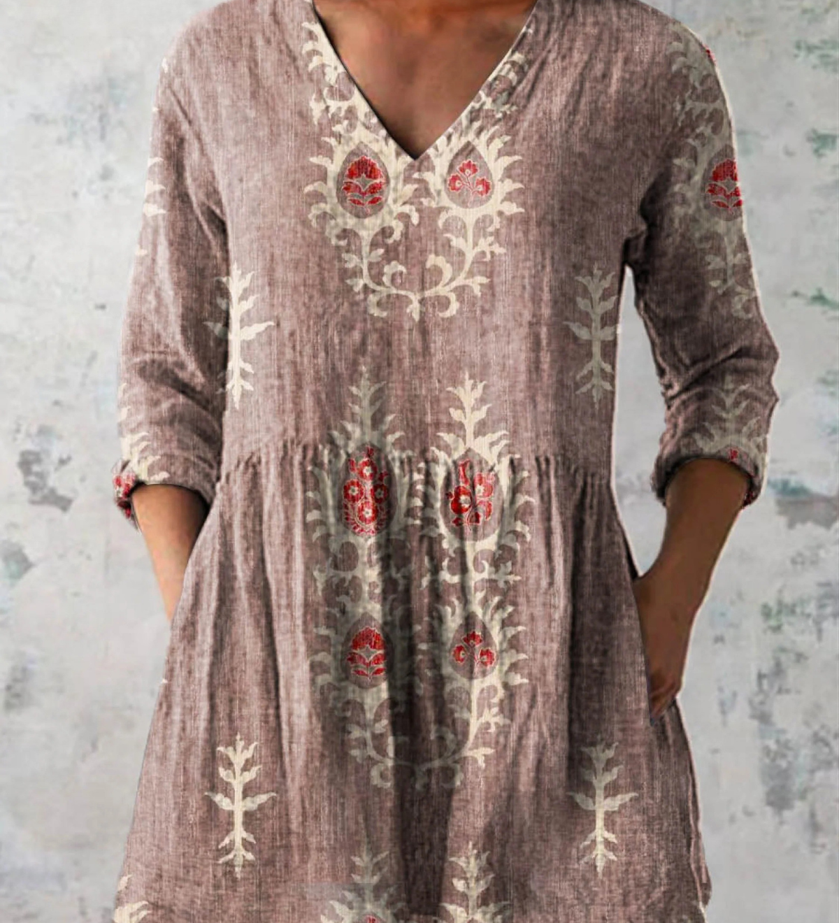 Élise | Blusa de Linho Longa com Estampado Floral Boémio