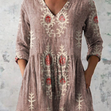 Élise | Blusa de Linho Longa com Estampado Floral Boémio