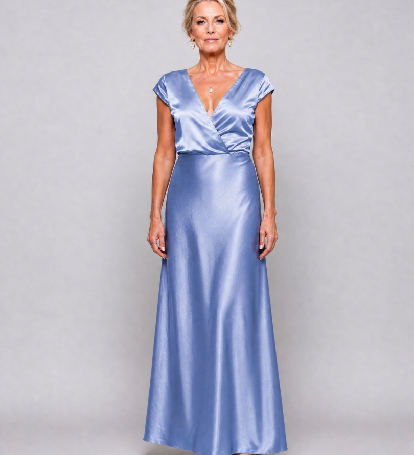 Samouse | Vestido Maxi com Top Envolvente e Mangas Curtas