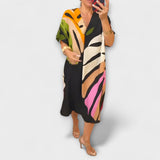 Roos - Vestido Casual com Estampado de Folhas Coloridas