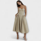 Rosalie - Vestido de corpete sem mangas refinado