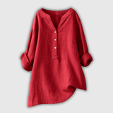 Rosmarie™ | Blusa de Linho com Decote em V e Botões