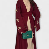 Jasmin - Conjunto de Cardigan e Vestido Elegante com Detalhes em Laço