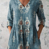 Élise | Blusa de Linho Longa com Estampado Floral Boémio