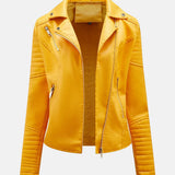Elfi | Jaqueta Biker Curta em Amarelo Sol