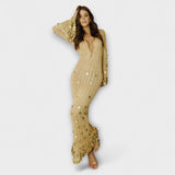 Kathleen - Vestido Maxi de Malha Dourado da Dolly