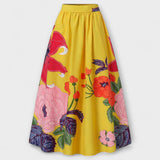 Ysolda - Saia Maxi Floral de Cintura Alta