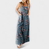 Bethany - Macacão de Denim com Padrão Florido