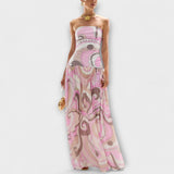 Tatum - Deslumbrante vestido maxi sem mangas em tons pastel