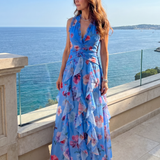 Nori | Vestido Maxikleid Floral com Alças de Halter
