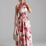 Olivia | Vestido Midi com Cintura Ajustada e Estampado Abstrato