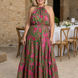 Rowen | Vestido Midi com Decote Halter Drapado