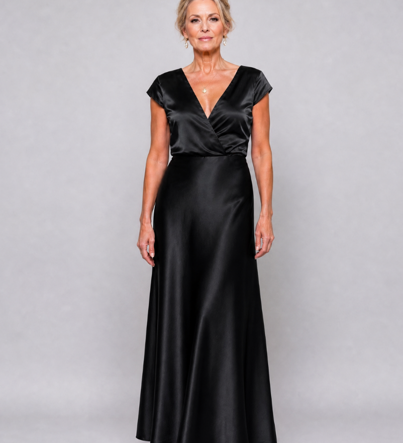 Samouse | Vestido Maxi com Top Envolvente e Mangas Curtas