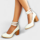 Hannah - Saltos Chunky com Tiras de Tornozelo Casuais