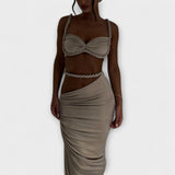 Jane - Crop Top & Saia Overskirt com Gradiente Elegante