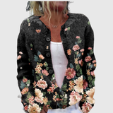 Christa™ | Cardigan com Rosas em Preto