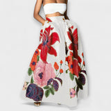 Ysolda - Saia Maxi Floral de Cintura Alta