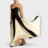 Ember - Elegância Clássica Vestido Maxi A-Linha com Painéis de Tule
