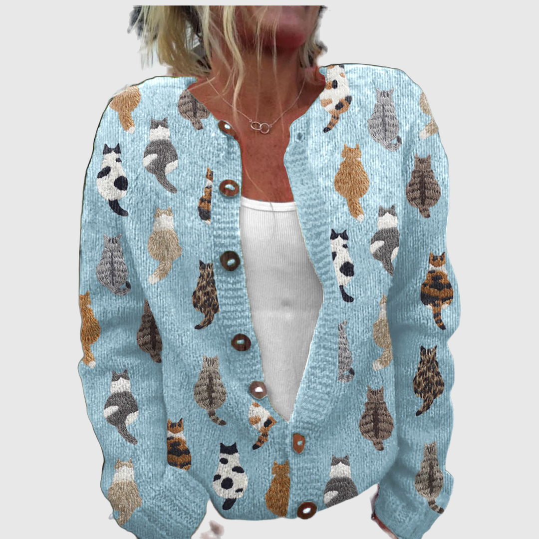 Charlotte™ | Cardigan com Estampa de Gatos