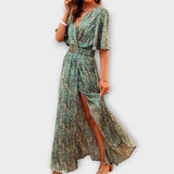 Sabine - Vestido Maxi Envolvente Estiloso com Design Fluido