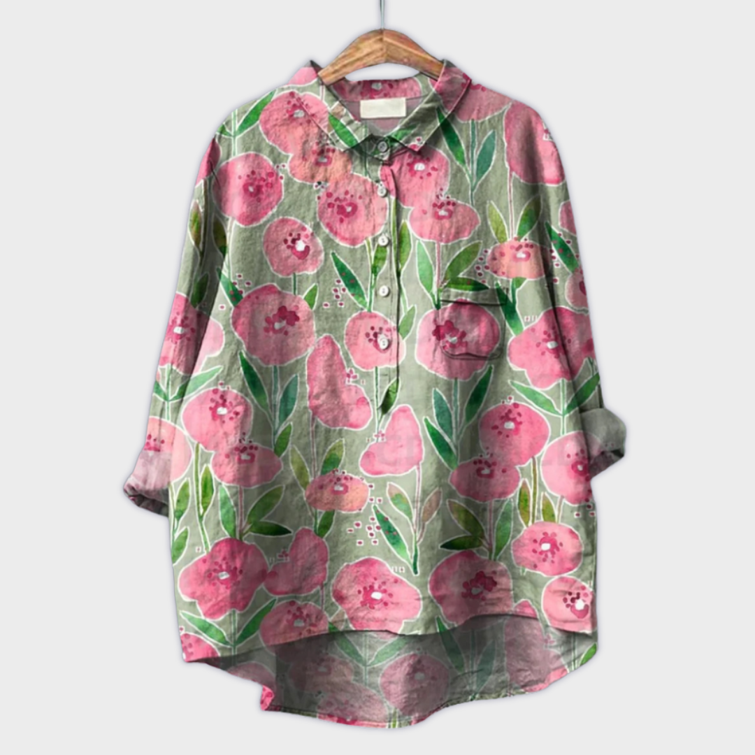 Magdalena - Blusa feminina feita à mão com design floral