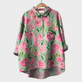 Magdalena - Blusa feminina feita à mão com design floral