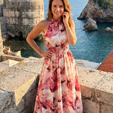 Olivia | Vestido Midi com Cintura Ajustada e Estampado Abstrato