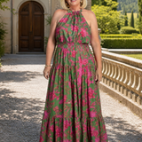 Rowen | Vestido Midi com Decote Halter Drapado