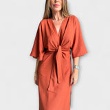 Holly - Vestido Casual com Decote em V e Laço