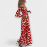 Bella - Vestido Off-Shoulder com Flores do Mar