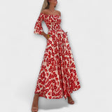 Bella - Vestido Off-Shoulder com Flores do Mar