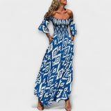 Bella - Vestido Off-Shoulder com Flores do Mar