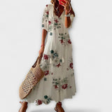 Anna | Vestido de Verão Fluído com Estampado Floral e Decote em V