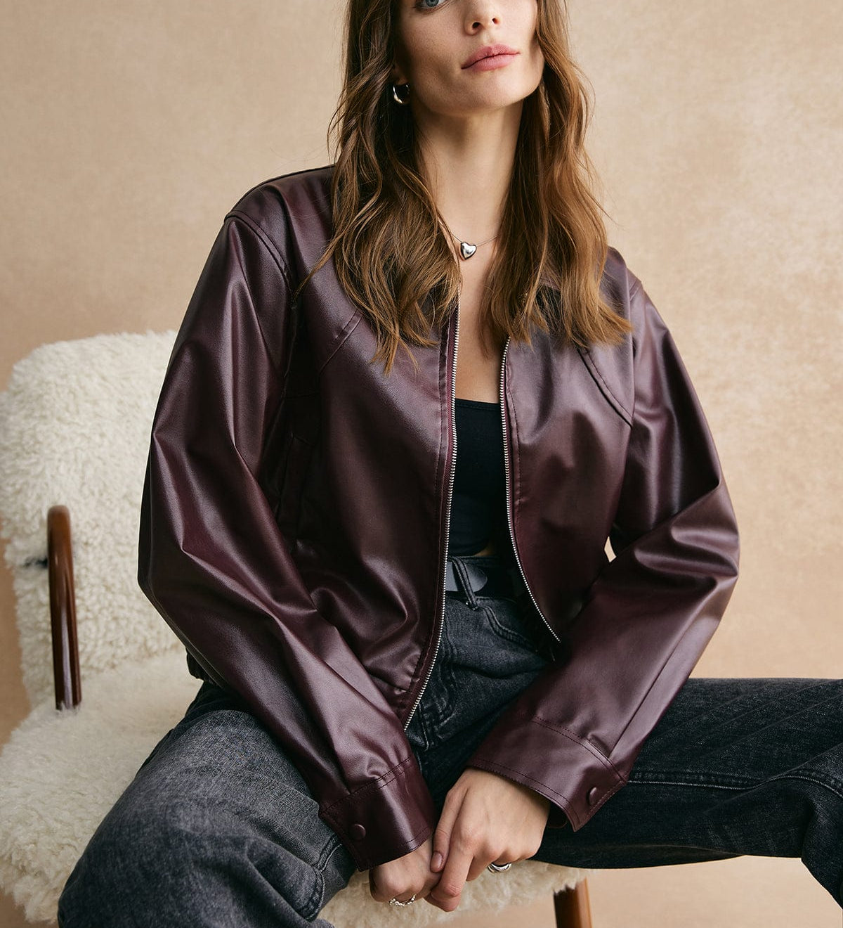 Traute | Jaqueta Cropped em Bordeaux
