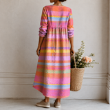 Renate | Vestido Midi com Riscas Pastel