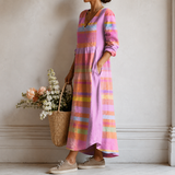 Renate | Vestido Midi com Riscas Pastel