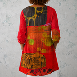 Lucie | Blusa longa de linho com impressão artística abstrata