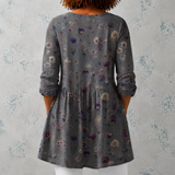 Audrey | Blusa de Linho Longa com Padrão de Flores Secas no Estilo Herbário