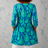 Inès | Blusa longa de linho com padrão barroco damasco