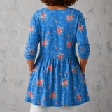 Mélanie | Blusa longa de linho com pequenas rosas vintage