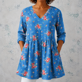 Mélanie | Blusa longa de linho com pequenas rosas vintage