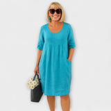 Marley - Vestido de Linho Casual com Bolsos