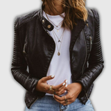 Roswitha | Jaqueta Biker Curta em Preto