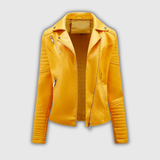 Elfi | Jaqueta Biker Curta em Amarelo Sol